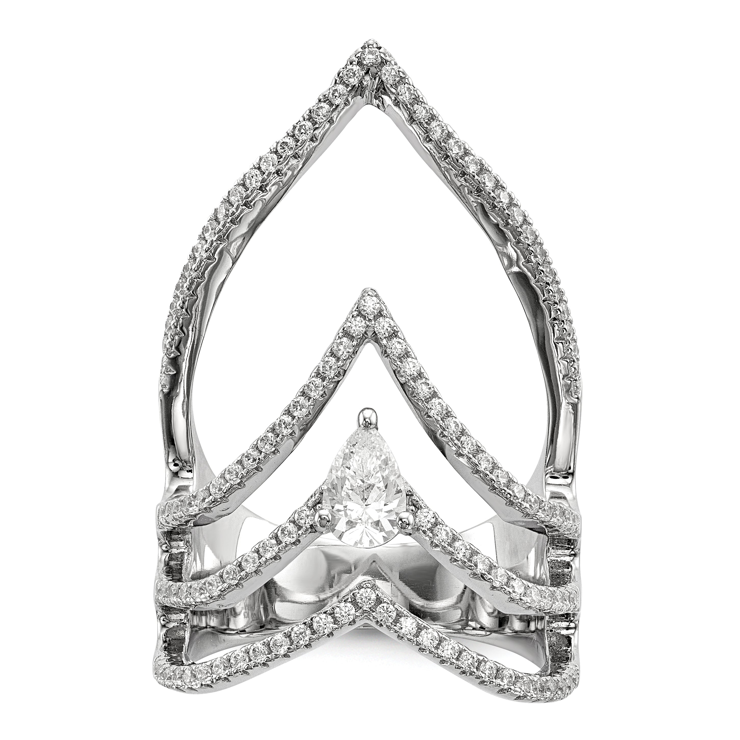 Pure Fire Sterling Silver Rhod-plated CZ Ring