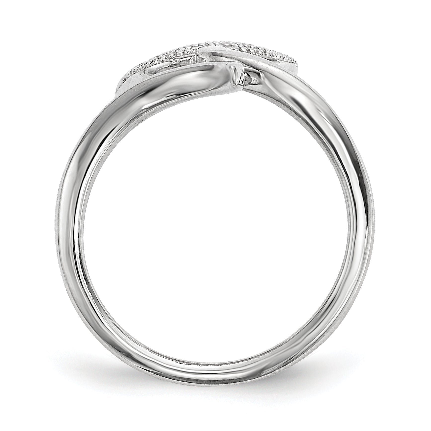 Sterling Silver Rhodium-plated CZ Adjustable Fingernail Ring Secondary image
