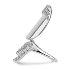 Sterling Silver Rhodium-plated CZ Adjustable Fingernail Ring