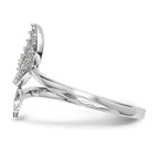 Sterling Silver Rhodium-plated CZ Moon and Star Ring