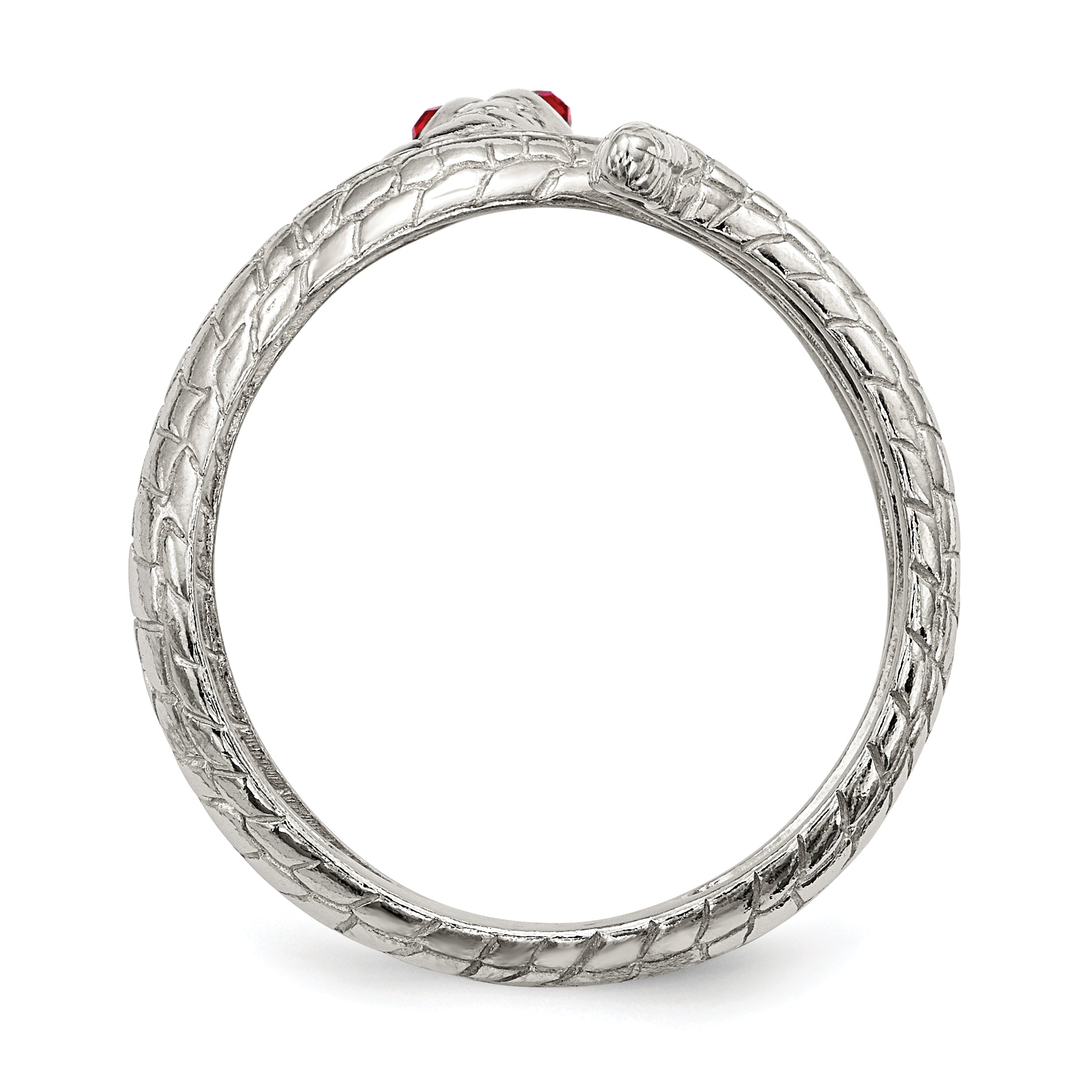 Sterling Silver Red Eye Crystal Snake Ring Secondary image