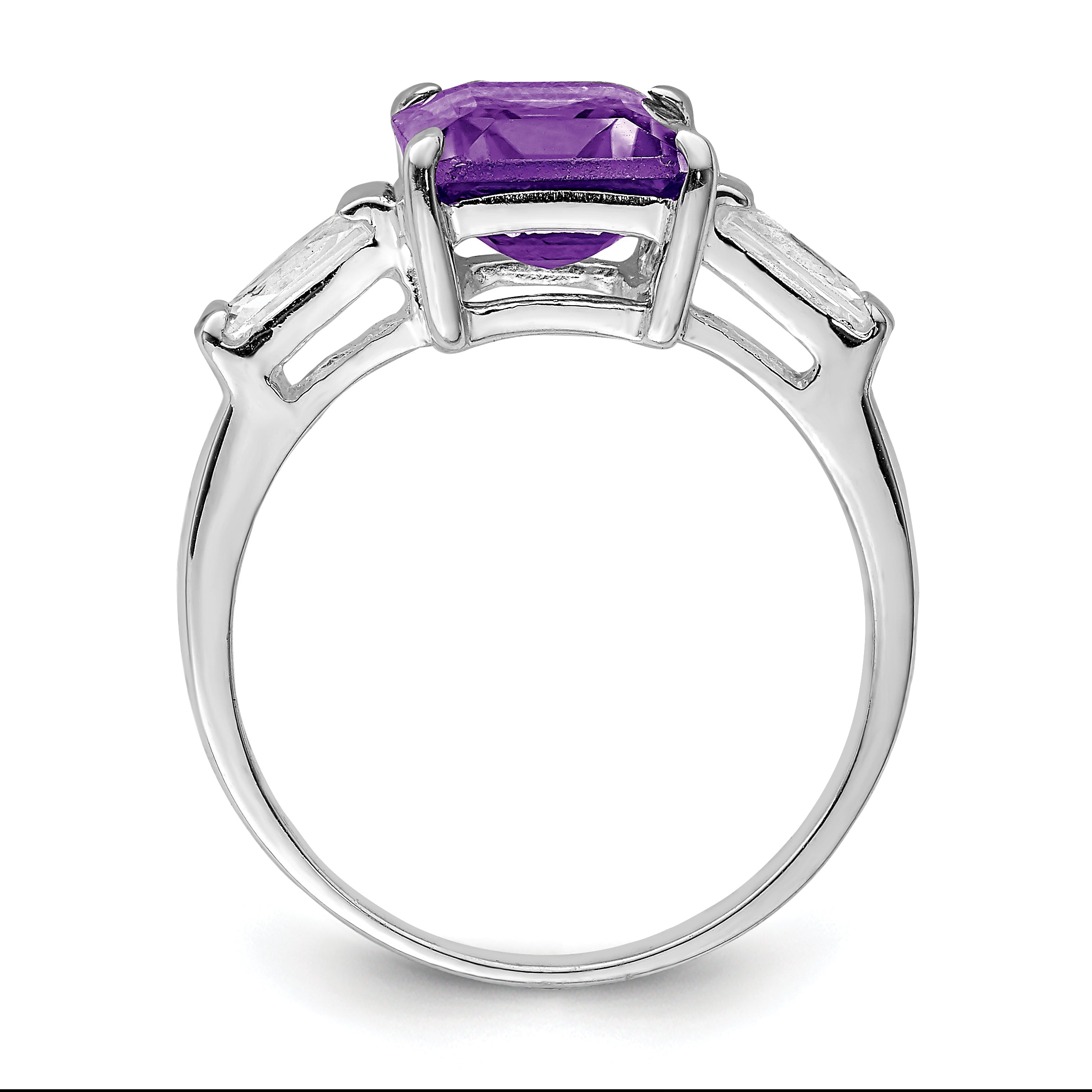 Sterling Silver Rhodium-plated Amethyst Ring Secondary image