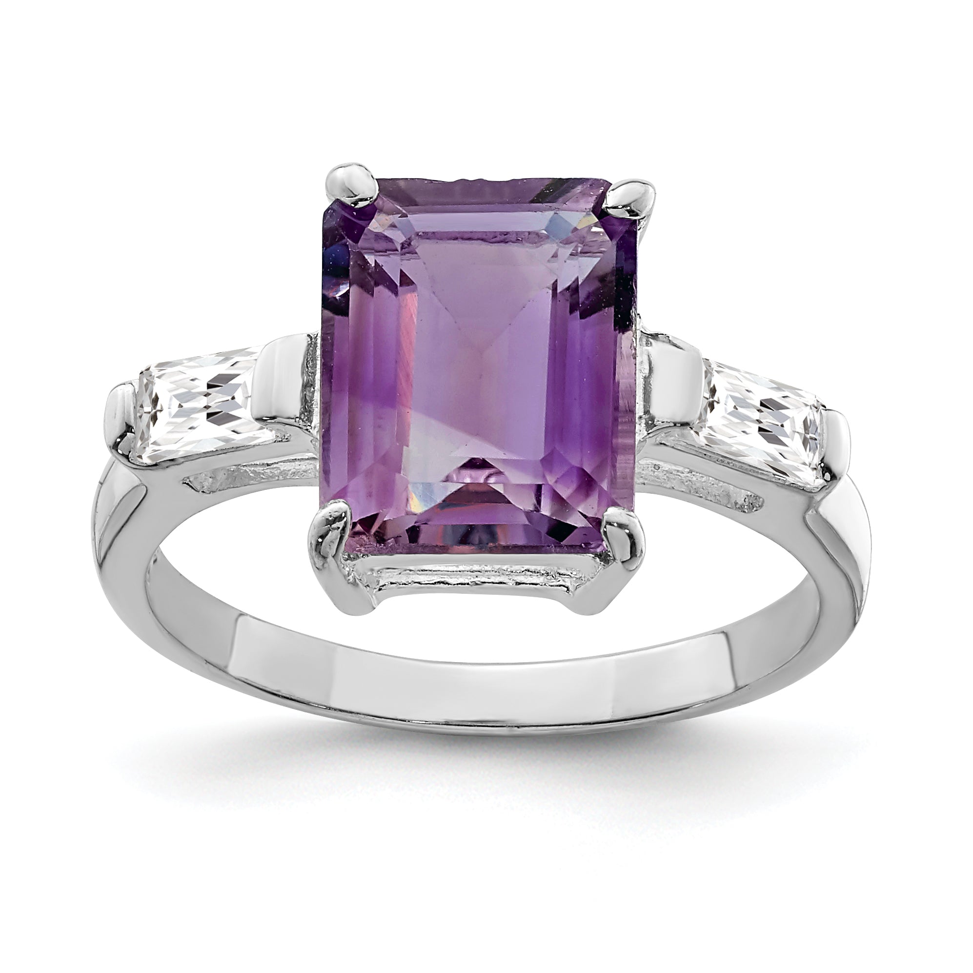 Sterling Silver Rhodium-plated Amethyst Ring Main image