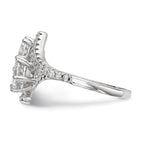 Sterling Silver Rhodium-Plated Cubic Zirconi Two Stone Round BypaSterling Silver Ring