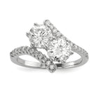 Sterling Silver Rhodium-Plated Cubic Zirconi Two Stone Round BypaSterling Silver Ring