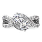 Sterling Silver Rhodium-plated CZ Two Stone Polished Ring