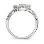 Sterling Silver Rhodium-Plated Cubic Zirconi Two Stone Polished BypaSterling Silver Ring