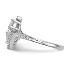 Sterling Silver Rhodium-Plated Cubic Zirconi Two Stone Polished BypaSterling Silver Ring