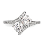 Sterling Silver Rhodium-Plated Cubic Zirconi Two Stone Polished BypaSterling Silver Ring