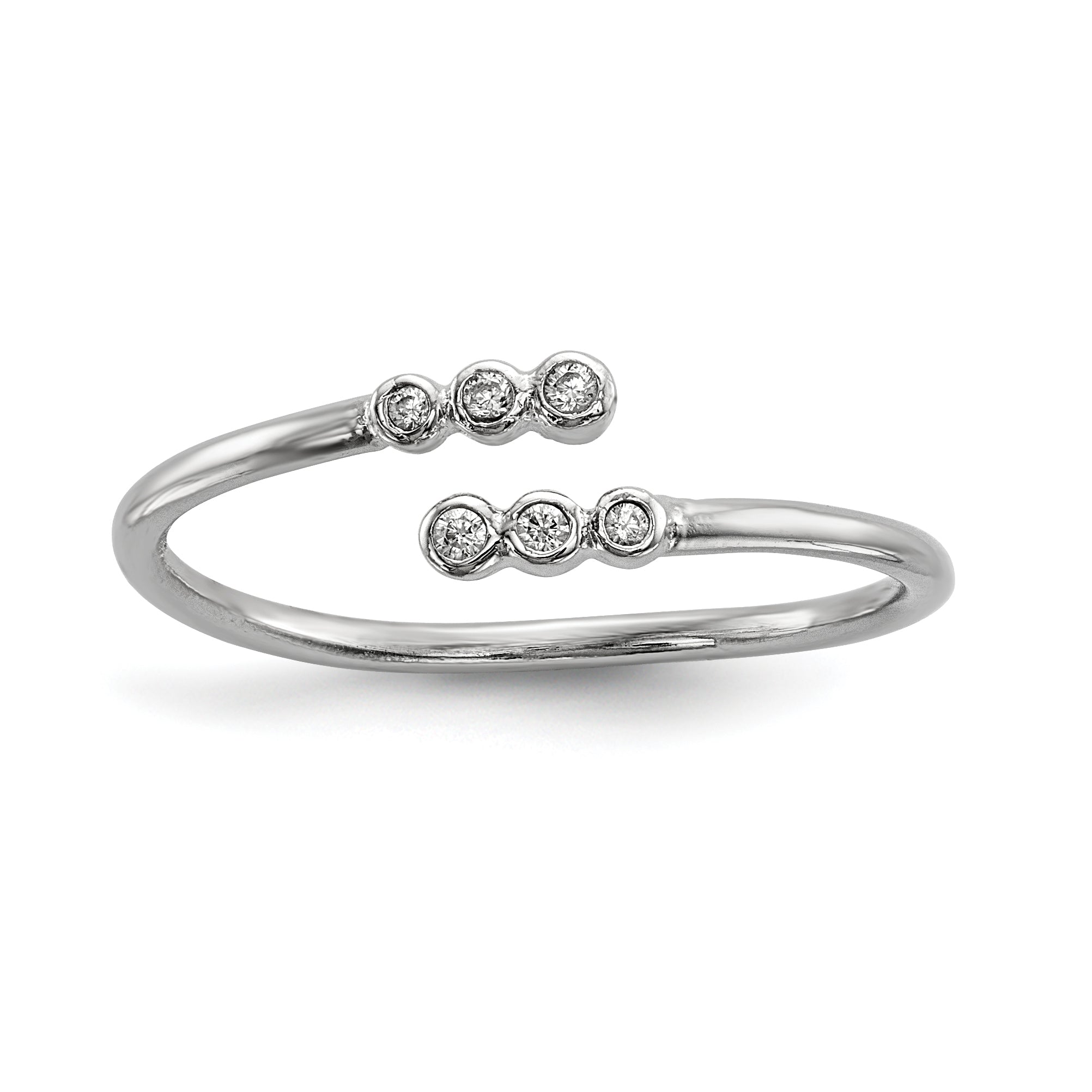 Sterling Silver Rhodium-plated CZ Adjustable Ring Main image