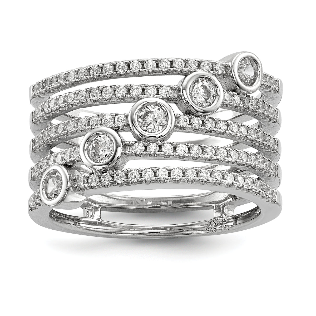 Pure Fire Sterling Silver Rhod-plated CZ Ring
