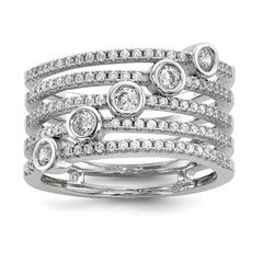 Pure Fire Sterling Silver Rhod-plated CZ Ring