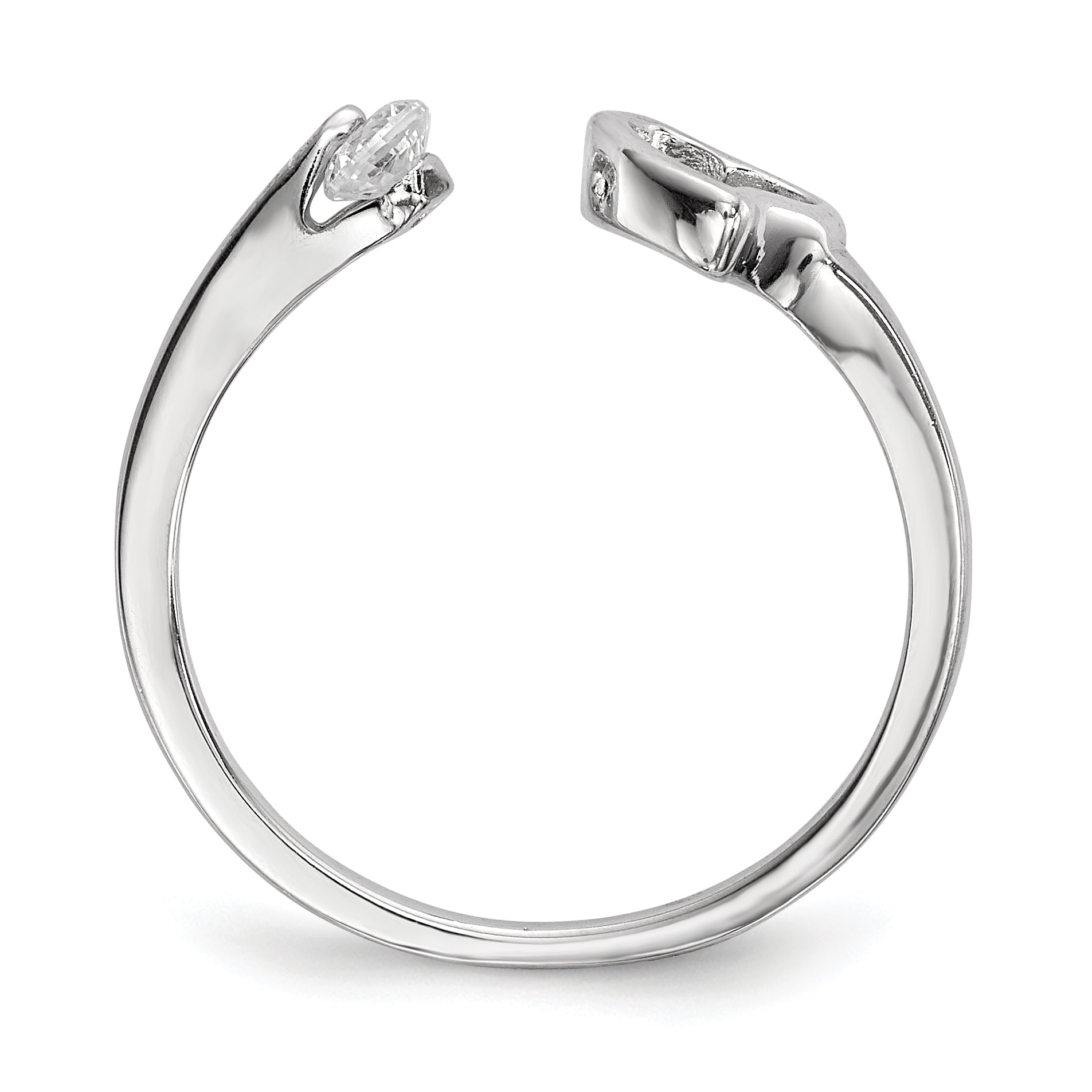 Sterling Silver Rhodium-plated Open Heart CZ Polished Ring Secondary image