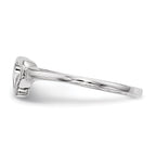 Sterling Silver Rhodium-plated Open Heart CZ Polished Ring