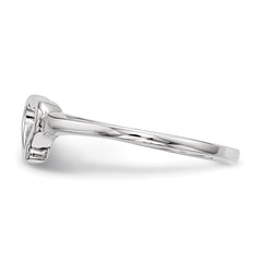 Sterling Silver Rhodium-plated Open Heart CZ Polished Ring
