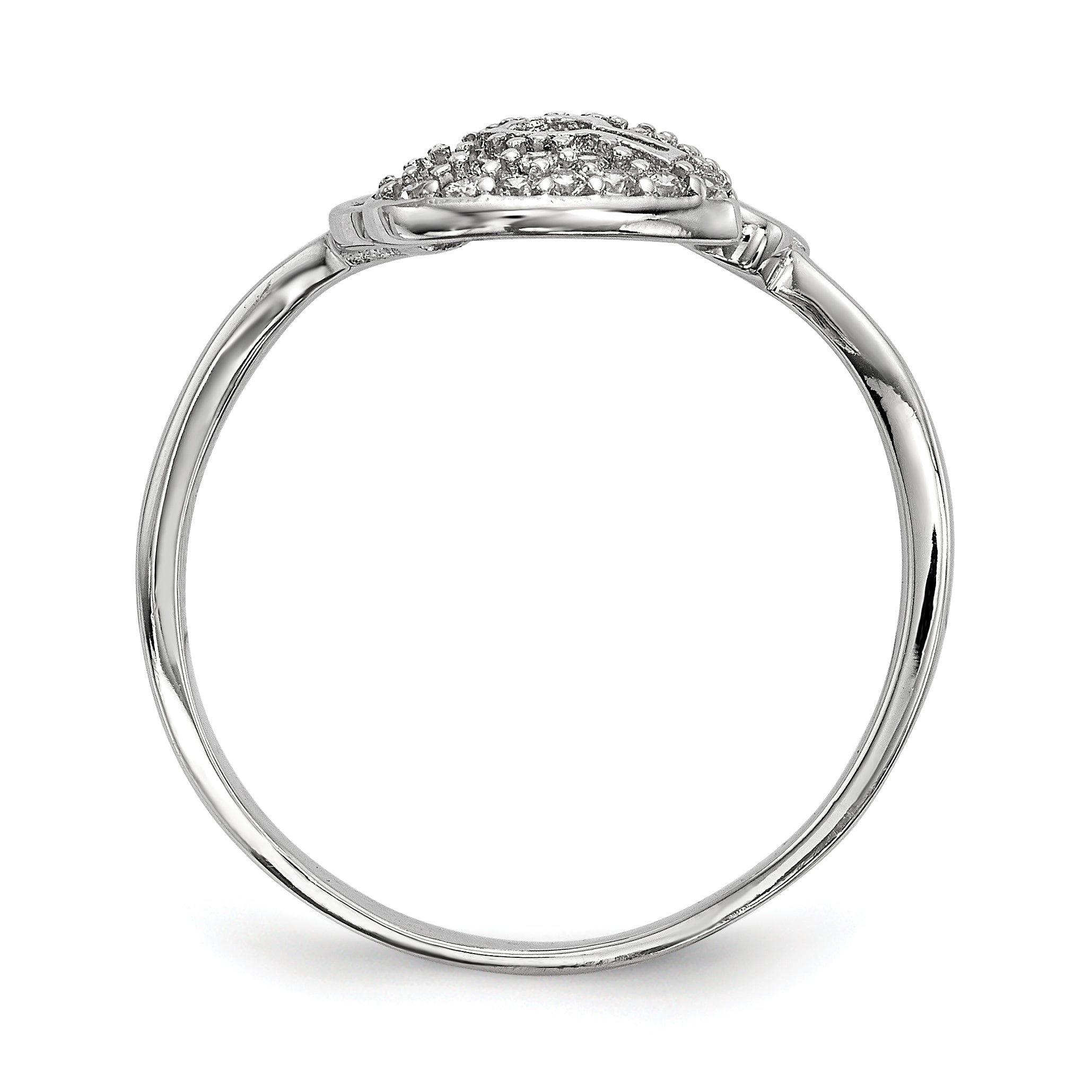 Sterling Silver Rhodium-plated CZ Heart Lock and Key Ring Secondary image