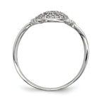 Sterling Silver Rhodium-plated CZ Heart Lock and Key Ring