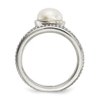 Sterling Silver With 14k Antiqued 8mm Button FWC Pearl Set of 3 Rings