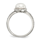 Sterling Silver With 14k Antiqued 8mm Button FWC Pearl Set of 3 Rings