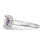 Sterling Silver Rhodium-plated Oval Created Opal With Purple CZ Ring
