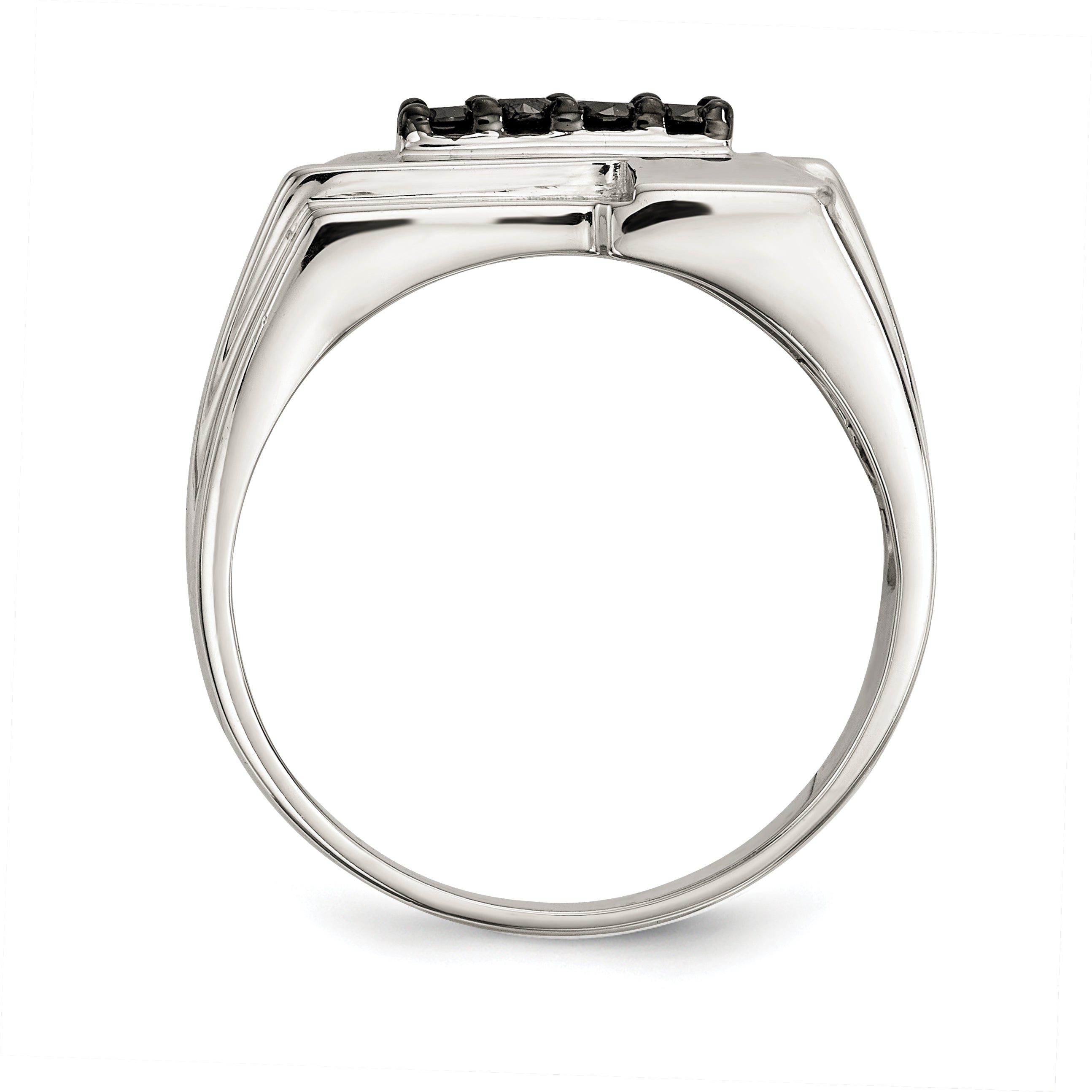 Sterling Silver Rhodium-plated Mens Black Diamond Polished Ring Secondary image