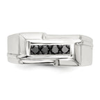 Sterling Silver Rhodium-plated Mens Black Diamond Polished Ring
