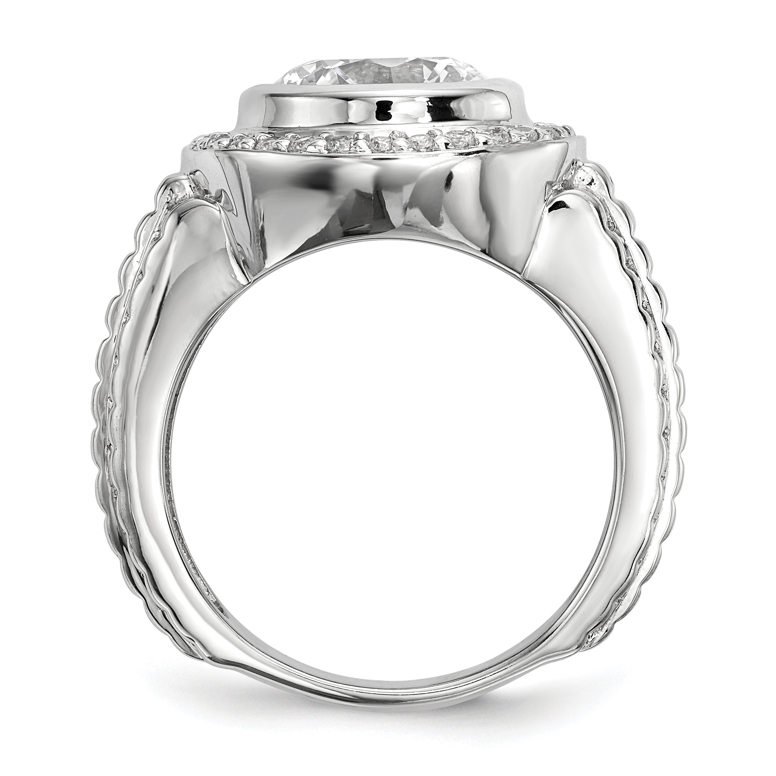 Sterling Silver Rhodium-plated Mens CZ Ring Secondary image