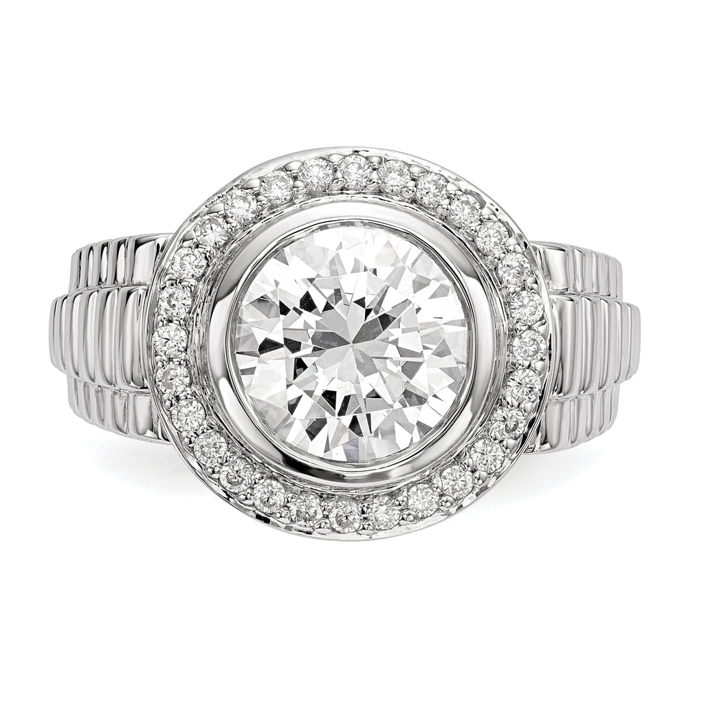 Sterling Silver Rhodium-plated Mens CZ Ring