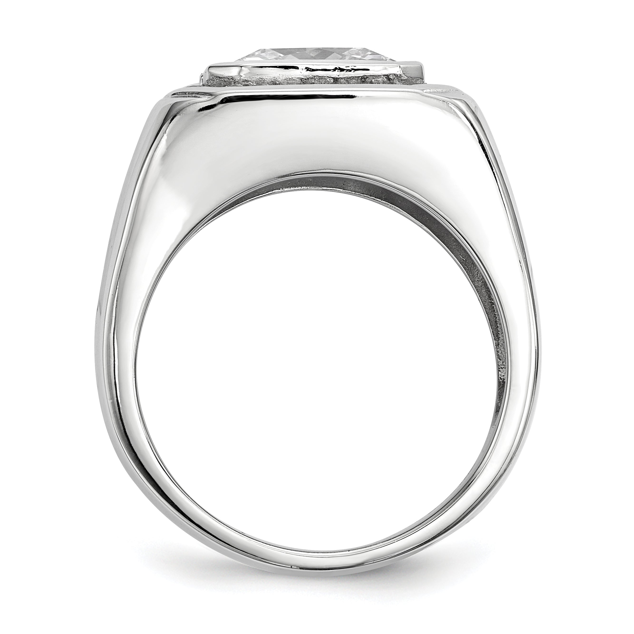 Sterling Silver Rhodium-plated Mens CZ Ring Secondary image