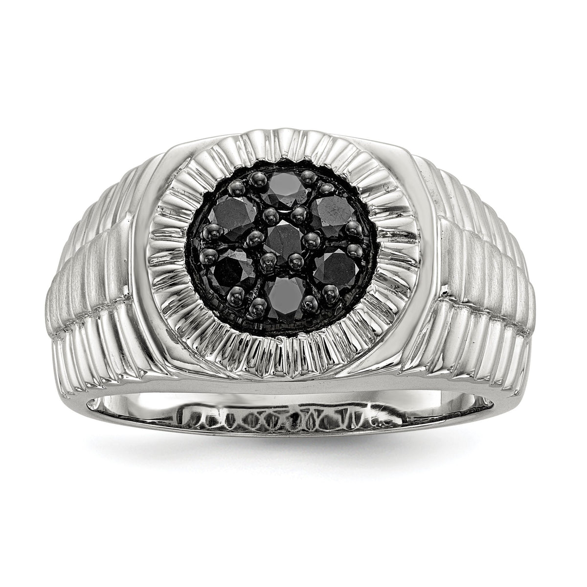 Men's Black Diamond Ring in Sterling Silver, Satin & Polished (0.49 ct. tw.), Size 9–11 - Sophia Jewelers Main image