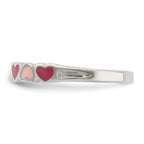 Sterling Silver Rhodium-plated Children's Enameled Hearts Ring