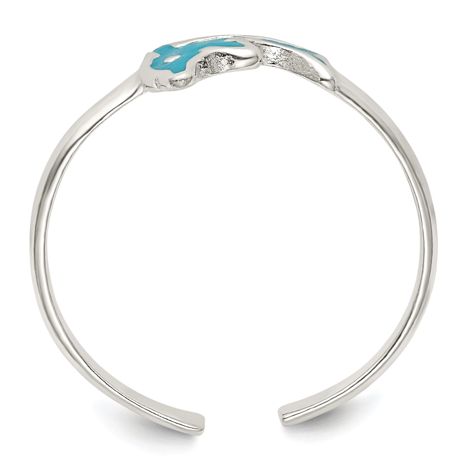 Sterling Silver Polished Enameled Dolphin Toe Ring Secondary image