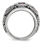 Sterling Silver Rhod. With 14k Pink Qrtz Rhodolite GA & Pink Tourmaline Ring