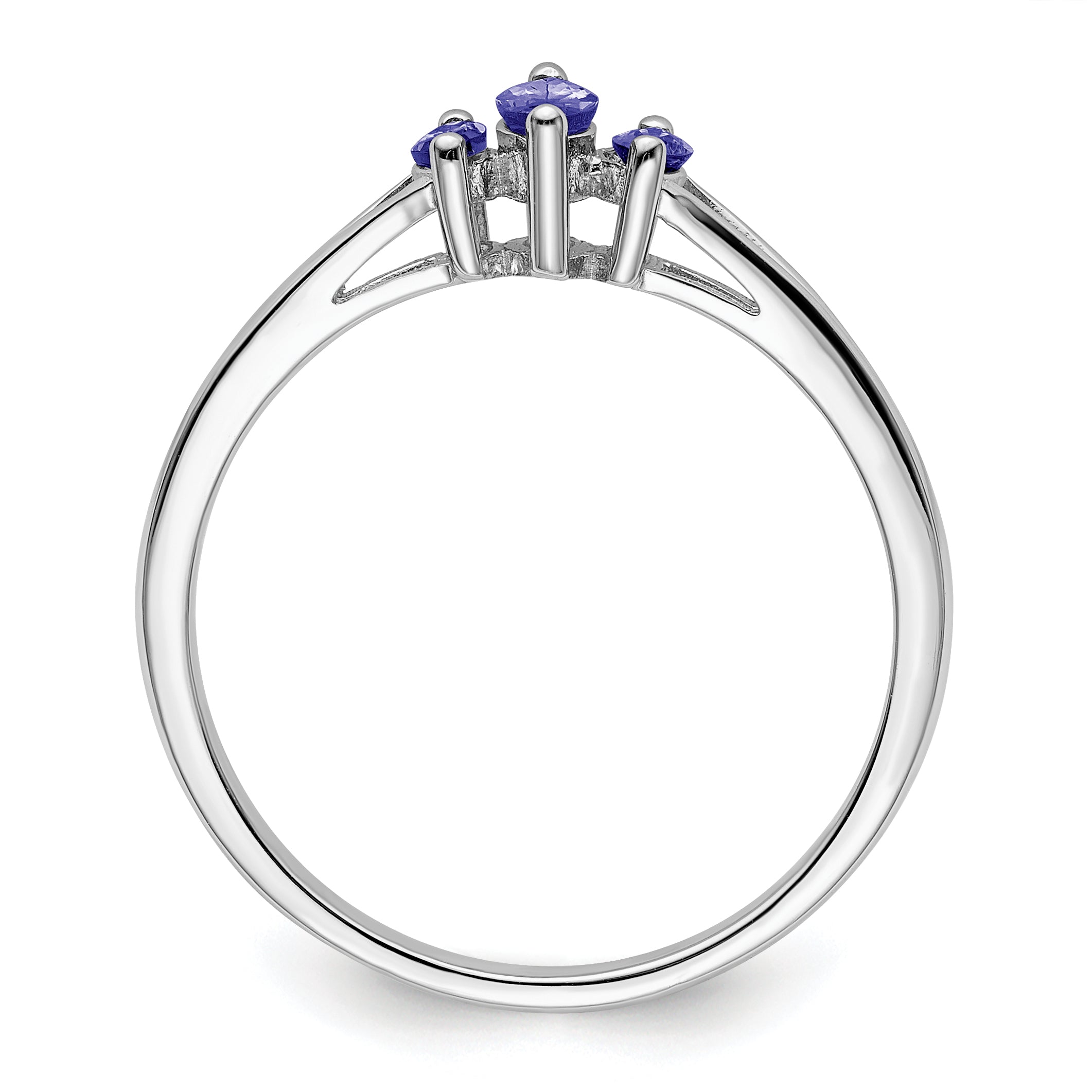 Sterling Silver Rhodium 3 Stone Tanzanite Ring Secondary image
