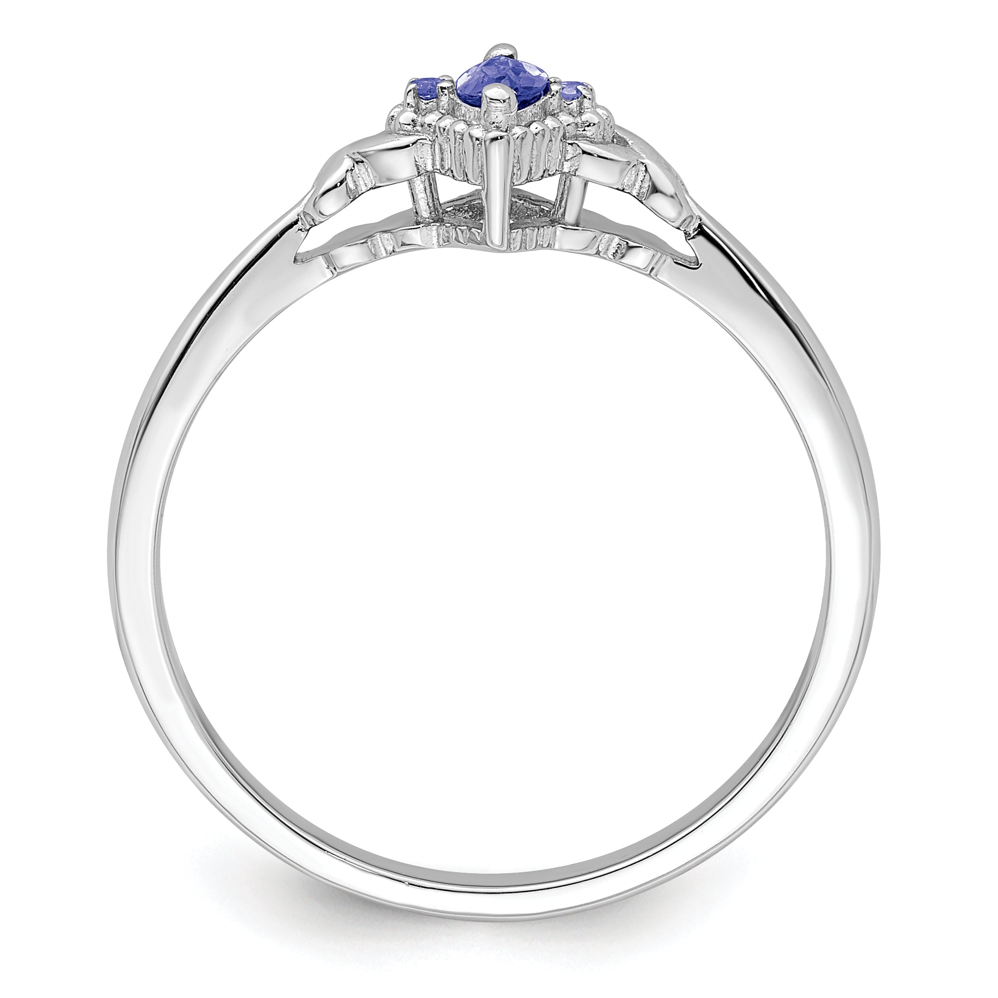 Sterling Silver Rhodium Diam. and Tanzanite Ring Secondary image