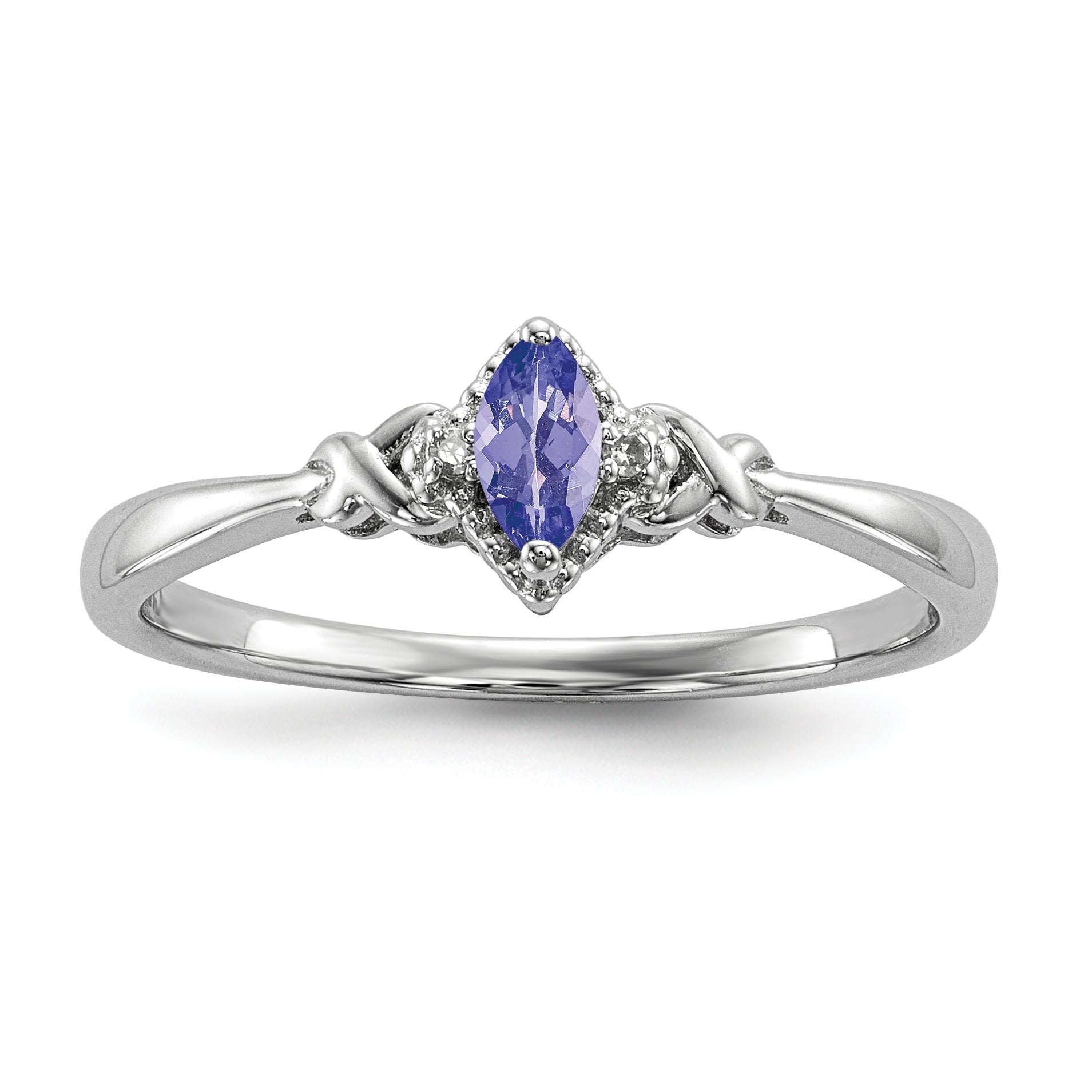 Sterling Silver Rhodium Diam. and Tanzanite Ring Main image