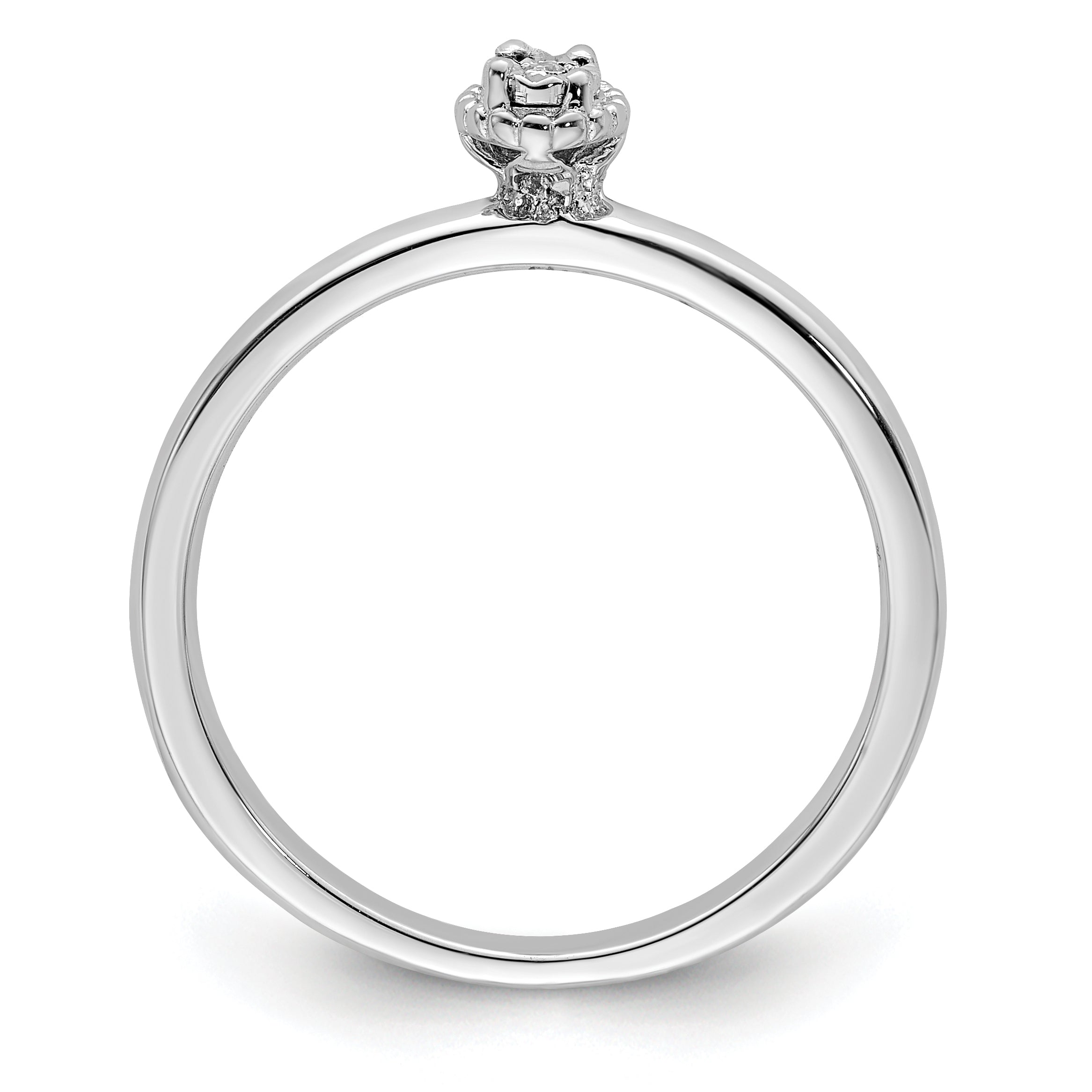 Sterling Silver Rhodium Plated Polished Diamond Ring