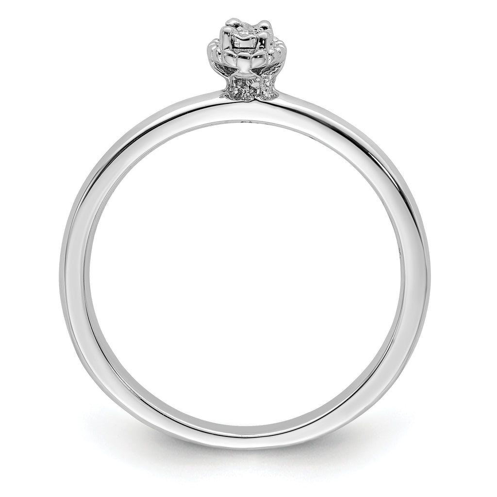 Sterling Silver Rhodium Plated Polished Diamond Ring