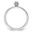 Sterling Silver Rhodium Plated Polished Diamond Ring