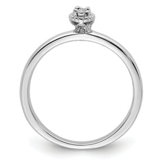 Sterling Silver Rhodium Plated Polished Diamond Ring