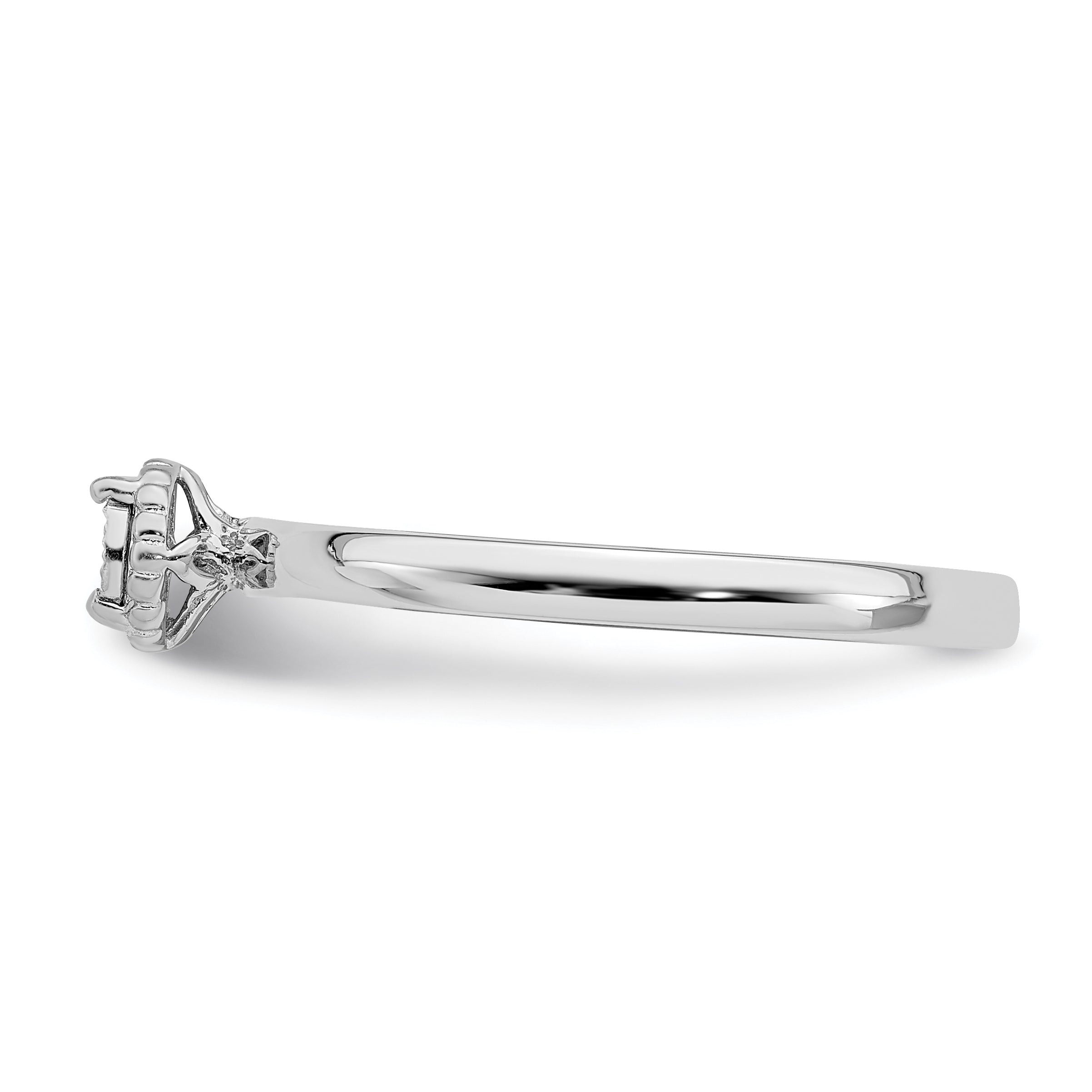 Sterling Silver Rhodium Plated Polished Diamond Ring