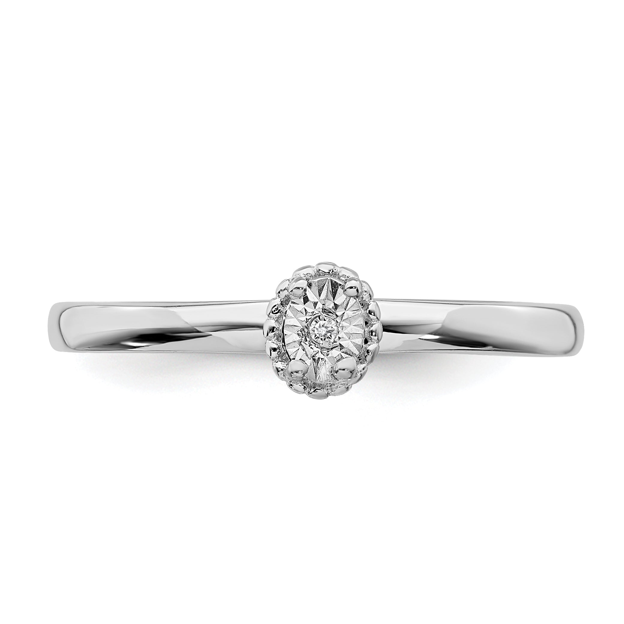 Sterling Silver Rhodium Plated Polished Diamond Ring