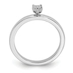 Sterling Silver Rhodium Plated Polished Diamond Heart Shape Ring