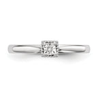 Sterling Silver Rhodium Plated Polished Diamond Heart Shape Ring