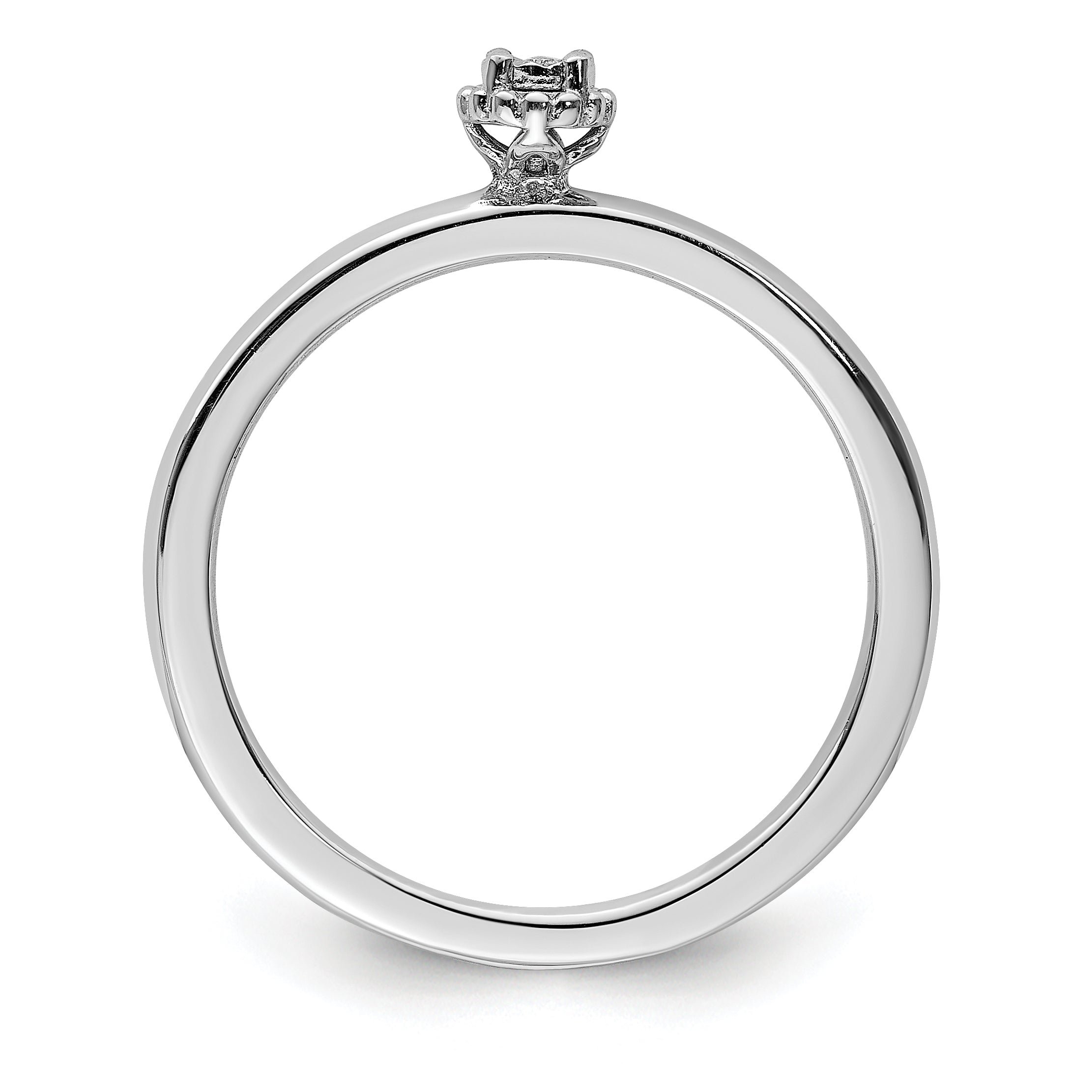 Sterling Silver Rhodium Plated Polished Diamond Ring Secondary image