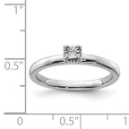 Sterling Silver Rhodium Plated Polished Diamond Square Shape Ring