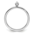 Sterling Silver Rhodium Plated Polished Diamond Marquise Shape Ring