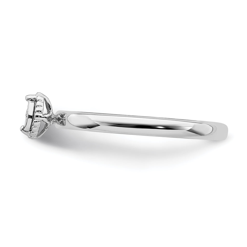 Sterling Silver Rhodium Plated Polished Diamond Marquise Shape Ring