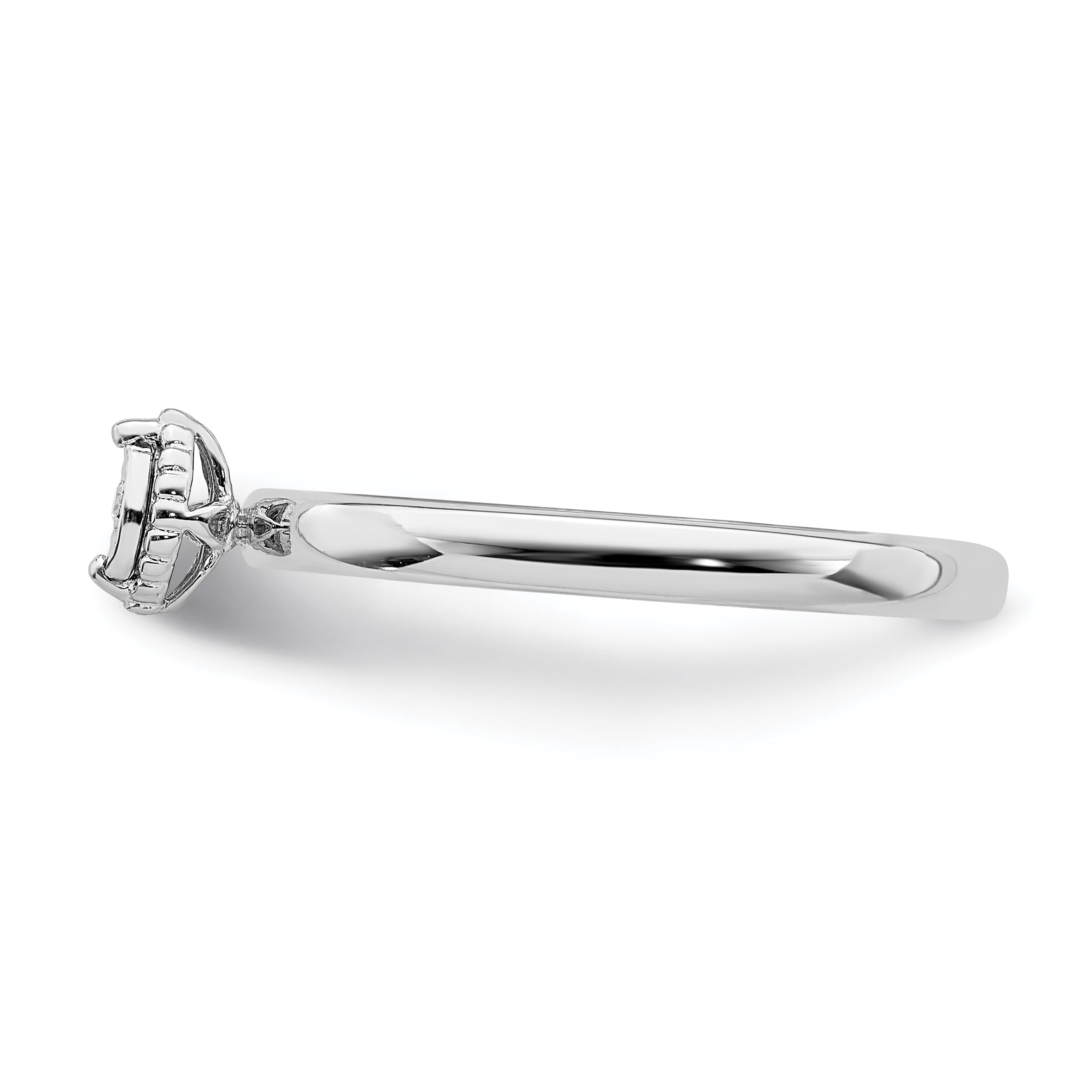 Sterling Silver Rhodium Plated Polished Diamond Marquise Shape Ring