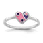 Sterling Silver RH-plated Pink & Purple Enameled Heart Children's Ring
